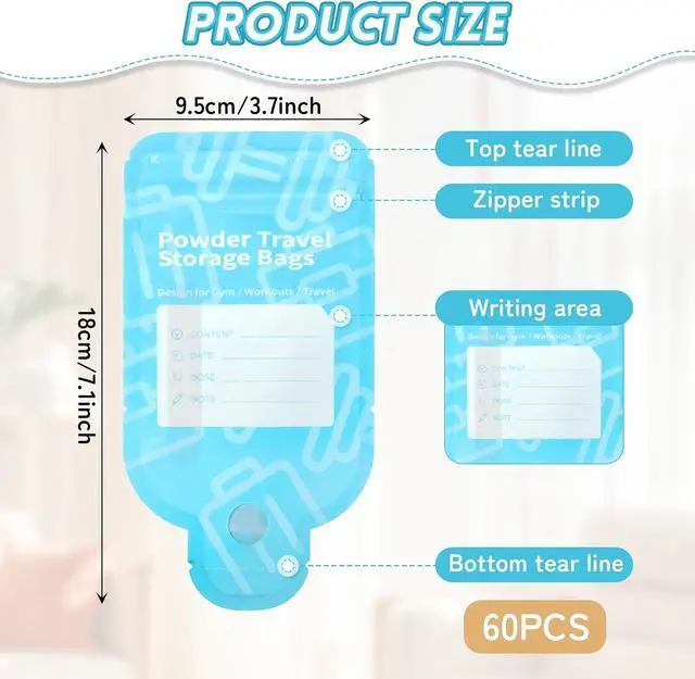 Alt view image 2 of 7 - Powder Travel Bags, Disposable Protein Powder Travel Containers