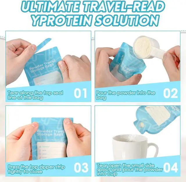 Alt view image 3 of 7 - Powder Travel Bags, Disposable Protein Powder Travel Containers