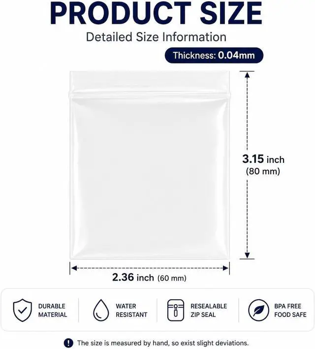 Alt view image 5 of 7 - 400Pcs Small Zip Bags, 2 x 3 Inches Plastic Bag, Jewelry Bags