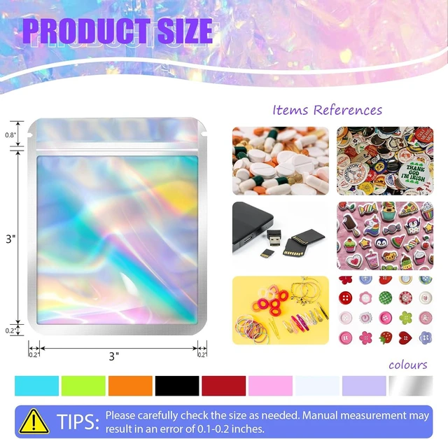 Alt view image 2 of 6 - JETMORE 100 Pack Mylar Bags, Resealable Bags for Candy(3x3 Inch, Black)