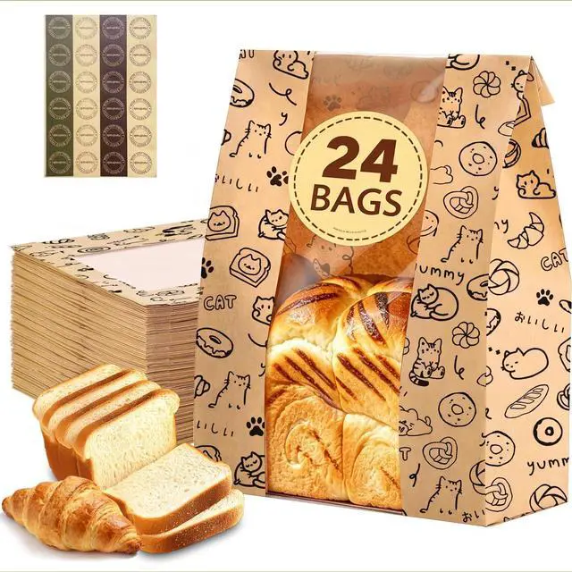 Main image of 24Pcs Bread Bags for Homemade Bread, Sourdough Bags with Window