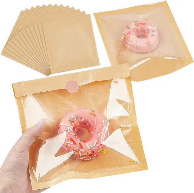 Main image of Ocmoiy Heat-Sealable Bakery Bags with Window, 7.1 x 7.5 Inches, 100 Pack