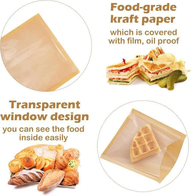 Alt view image 4 of 7 - Ocmoiy Heat-Sealable Bakery Bags with Window, 7.1 x 7.5 Inches, 100 Pack