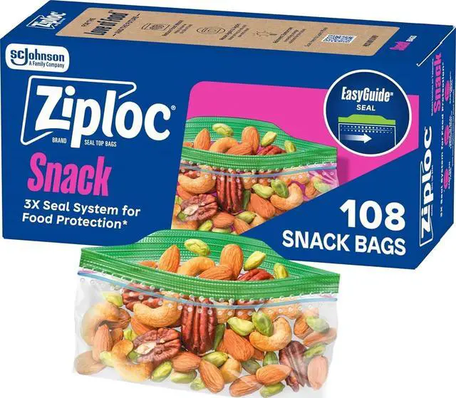 Main image of Ziploc Snack Bags, Food Storage, Easy Open & Close, 108 Count