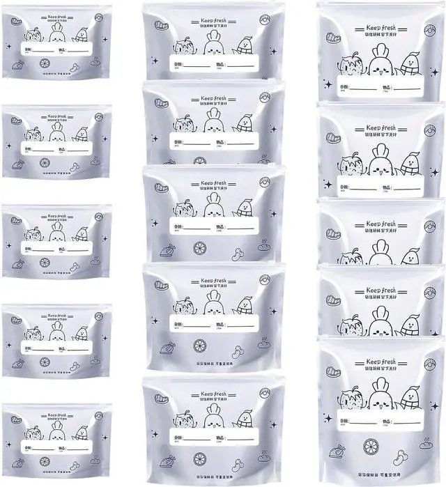 Main image of Aluminum Foil Sealable Storage Bags - Freezer Bags, Resealable Stand Up Pouches for Fresh Keeping, with Label, Zip Lock, Suitable for Vegetable, Fruit, Meat, and More,3 Size (15)