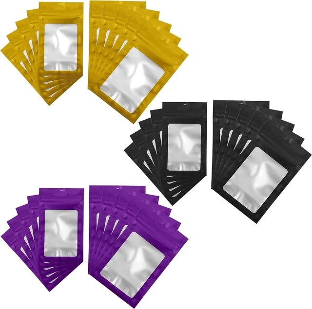 Alt view image 2 of 7 - 50 Count Holographic Mylar Bags With Clear Window Resealable Food-Grade Storage Pouch with Front View Window Keeps Cookies, Snacks, and Jewelry Fresh & Secure (2.95 x 4.72 Inches)