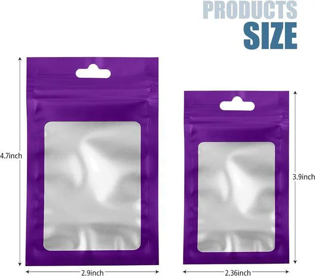 Alt view image 3 of 7 - 50 Count Holographic Mylar Bags With Clear Window Resealable Food-Grade Storage Pouch with Front View Window Keeps Cookies, Snacks, and Jewelry Fresh & Secure (2.95 x 4.72 Inches)