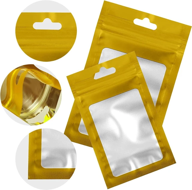 Alt view image 4 of 7 - 50 Count Holographic Mylar Bags With Clear Window Resealable Food-Grade Storage Pouch with Front View Window Keeps Cookies, Snacks, and Jewelry Fresh & Secure (2.95 x 4.72 Inches)