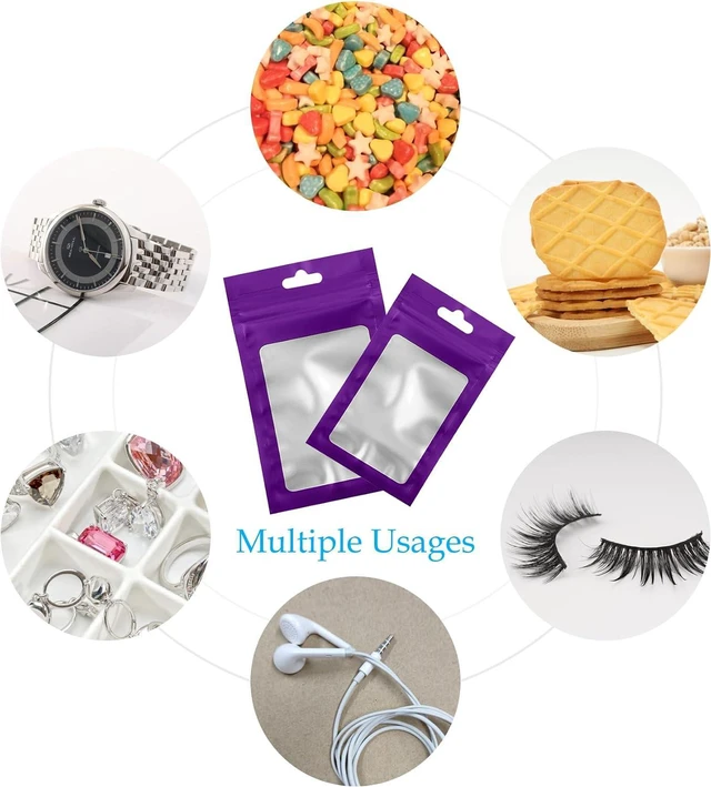 Alt view image 7 of 7 - 50 Count Holographic Mylar Bags With Clear Window Resealable Food-Grade Storage Pouch with Front View Window Keeps Cookies, Snacks, and Jewelry Fresh & Secure (2.95 x 4.72 Inches)