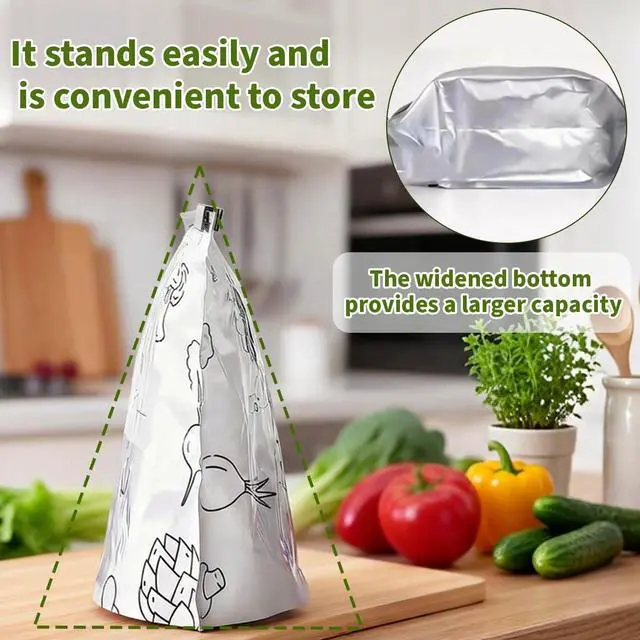 Alt view image 2 of 7 - 30PCS New Reusable Aluminum Foil Sealable Storage Bags, Reusable Aluminum Foil Freezer Bags, For food use, suitable for vegetables, fruit and meat (L+M+S)