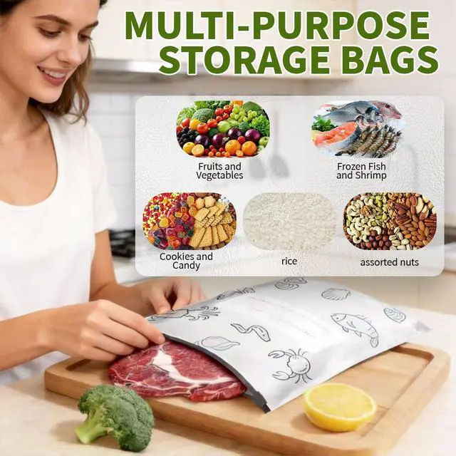 Alt view image 3 of 7 - 30PCS New Reusable Aluminum Foil Sealable Storage Bags, Reusable Aluminum Foil Freezer Bags, For food use, suitable for vegetables, fruit and meat (L+M+S)