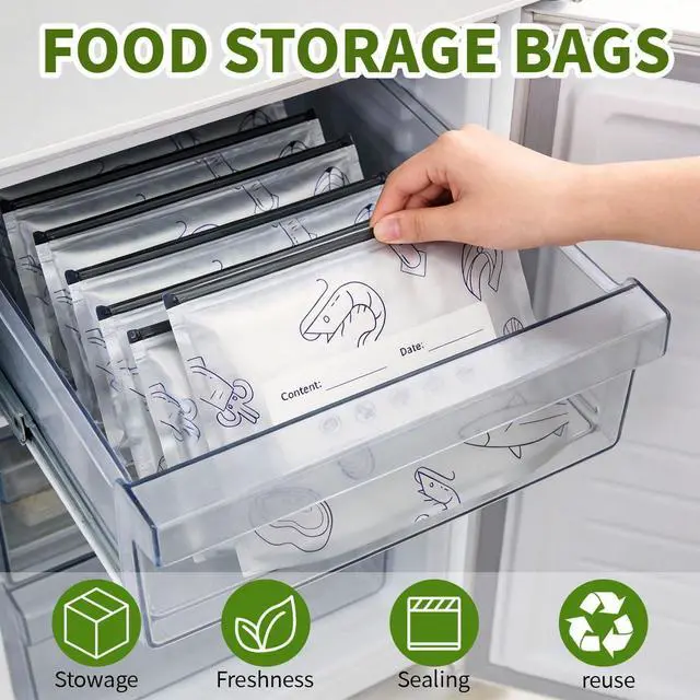 Alt view image 7 of 7 - 30PCS New Reusable Aluminum Foil Sealable Storage Bags, Reusable Aluminum Foil Freezer Bags, For food use, suitable for vegetables, fruit and meat (L+M+S)