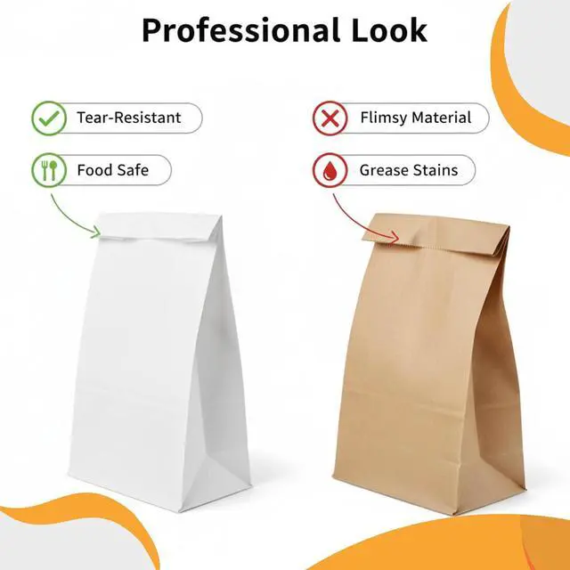 Alt view image 3 of 7 - Concession Essentials White Paper Lunch Bags, 4lb Capacity, Holiday Cookie Bags, 50 Count Pack