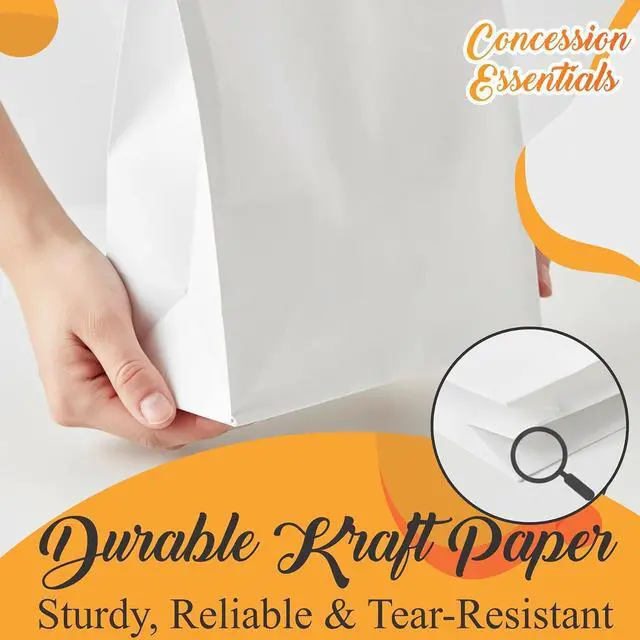 Alt view image 4 of 7 - Concession Essentials White Paper Lunch Bags, 4lb Capacity, Holiday Cookie Bags, 50 Count Pack