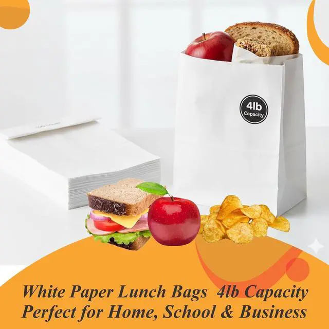 Alt view image 6 of 7 - Concession Essentials White Paper Lunch Bags, 4lb Capacity, Holiday Cookie Bags, 50 Count Pack