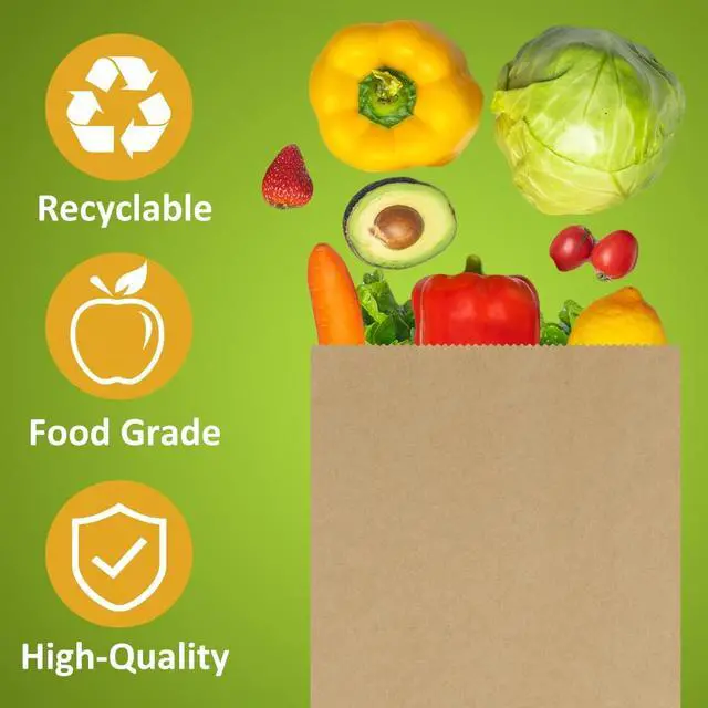 Alt view image 3 of 7 - SHOPDAY 100 Pack Brown Kraft Paper Lunch Bags, 4lb Capacity, 5x2.95x9.45 Inches, Fold Top, Disposable, Brown