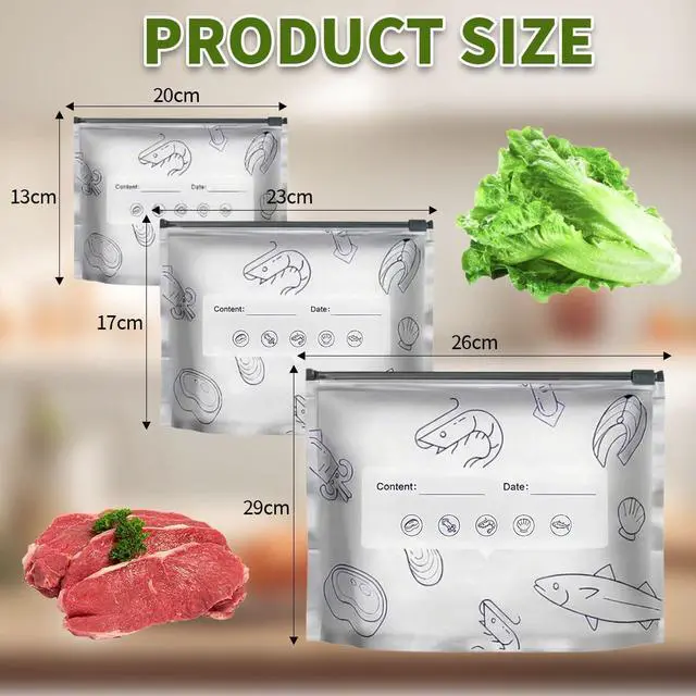 Alt view image 4 of 7 - 30PCS New Reusable Aluminum Foil Sealable Storage Bags, Reusable Aluminum Foil Freezer Bags, For food use, suitable for vegetables, fruit and meat (L+M+S)