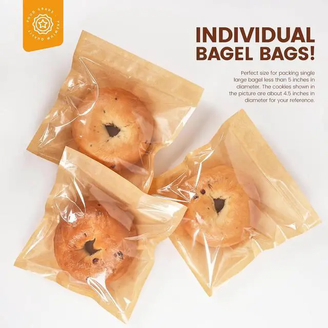 Alt view image 3 of 7 - 100 Pack Cookie Bags with Seal, 7.1x7.5 Inch Heat Sealable Bakery Bags with Window Grease Resistant Paper Packaging Sleeves for Bake Sale Bagel, Cake Slice, Sandwich, Donut, Pastry