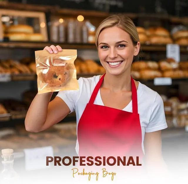 Alt view image 7 of 7 - 100 Pack Cookie Bags with Seal, 7.1x7.5 Inch Heat Sealable Bakery Bags with Window Grease Resistant Paper Packaging Sleeves for Bake Sale Bagel, Cake Slice, Sandwich, Donut, Pastry