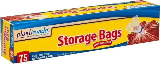 Main image of 1 Gallon Storage Bags With Twist Ties, Clear Plastic, 75 Count
