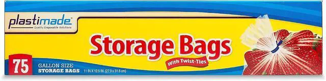 Alt view image 2 of 5 - 1 Gallon Storage Bags With Twist Ties, Clear Plastic, 75 Count