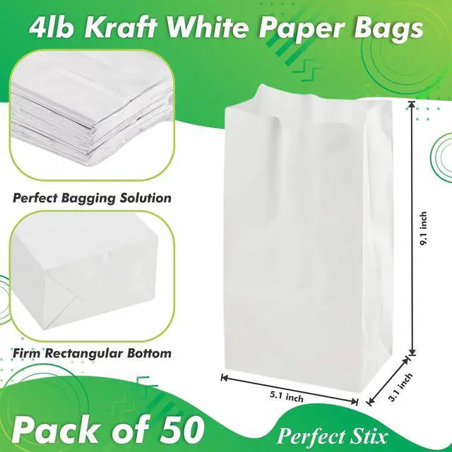 Alt view image 2 of 7 - Perfect Stix 4lb Kraft Paper Bags - Pack of 50 Count (Kraft Bags 4lb-50CT) in White