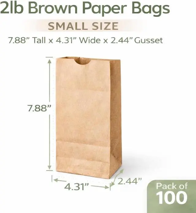 Alt view image 2 of 7 - Perfect Stix - Brown Bag 2-100 count, 2lb Brown Paper Bags - Brown Bags - 100 count (Pack of 1)