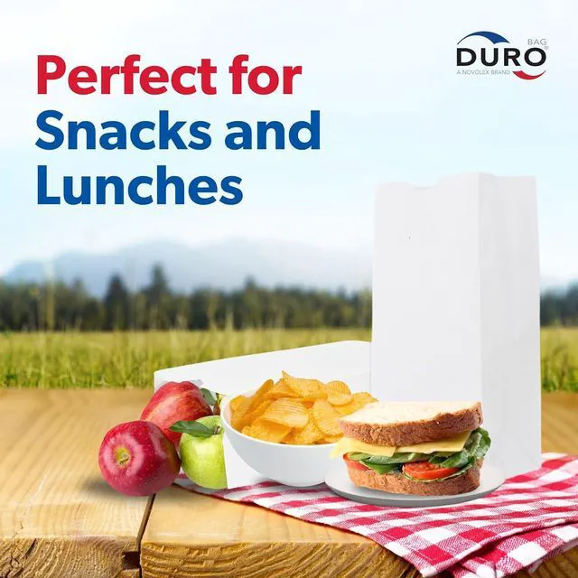 Alt view image 2 of 7 - DURO 4# White Paper Lunch Bags, 5 x 3.12 x 9.75 In, 100 Ct