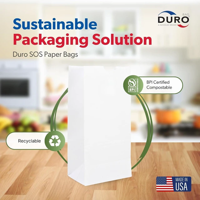 Alt view image 3 of 7 - DURO 4# White Paper Lunch Bags, 5 x 3.12 x 9.75 In, 100 Ct