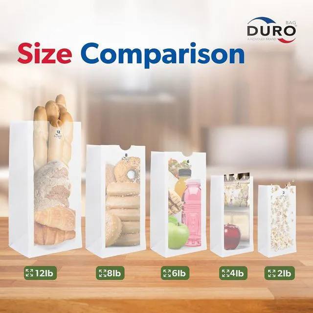 Alt view image 5 of 7 - DURO 4# White Paper Lunch Bags, 5 x 3.12 x 9.75 In, 100 Ct