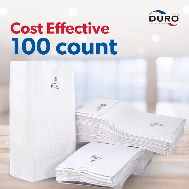 Alt view image 6 of 7 - DURO 4# White Paper Lunch Bags, 5 x 3.12 x 9.75 In, 100 Ct