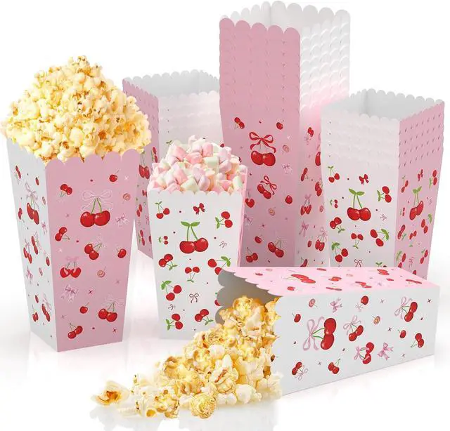 Main image of K KUMEED 20 PCS Cherry Party Supplies,Cherry Popcorn Favor Boxes,Summer Fruit Cute Cherry Birthday Decorations Popcorn Bowls Popcorn Buckets Popcorn Bags for Baby Shower Daily Holiday (Medium)