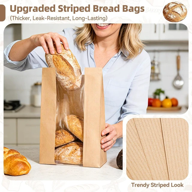 Alt view image 3 of 7 - 25 pcs Bread Bags for Homemade Bread, Sourdough Bags with Window
