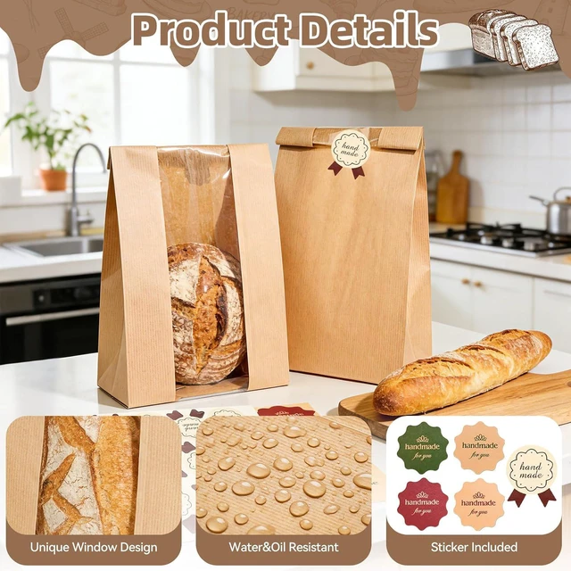 Alt view image 4 of 7 - 25 pcs Bread Bags for Homemade Bread, Sourdough Bags with Window