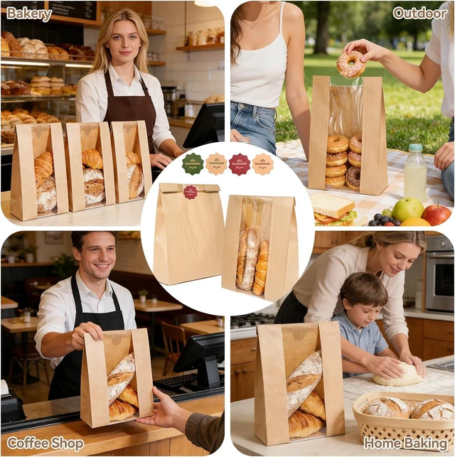 Alt view image 7 of 7 - 25 pcs Bread Bags for Homemade Bread, Sourdough Bags with Window