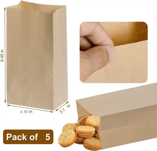 Alt view image 2 of 7 - 5 Pcs Brown Paper Bags,Bolsas De Papel Para Negocio, 3.1x4.92x9.45in