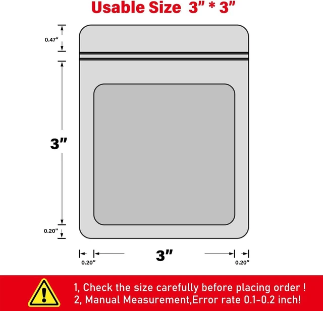 Alt view image 2 of 7 - EONJOE 100-Pack Mylar Bags Resealable Sealable Holographic Zip Bag Jewelry Candy Sample Product Small Bussiness Packaging Supplies 3×3 InchBlack