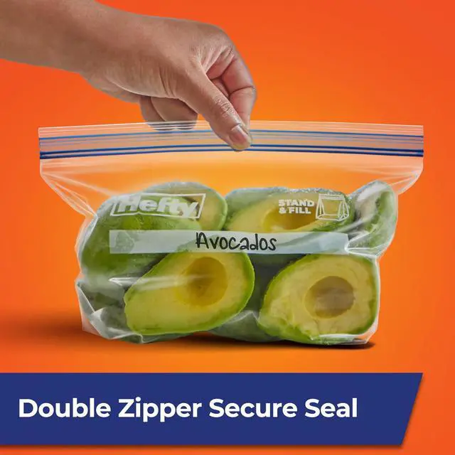Alt view image 2 of 7 - Hefty Press to Close Freezer Bags, Half Gallon Size, 20ct