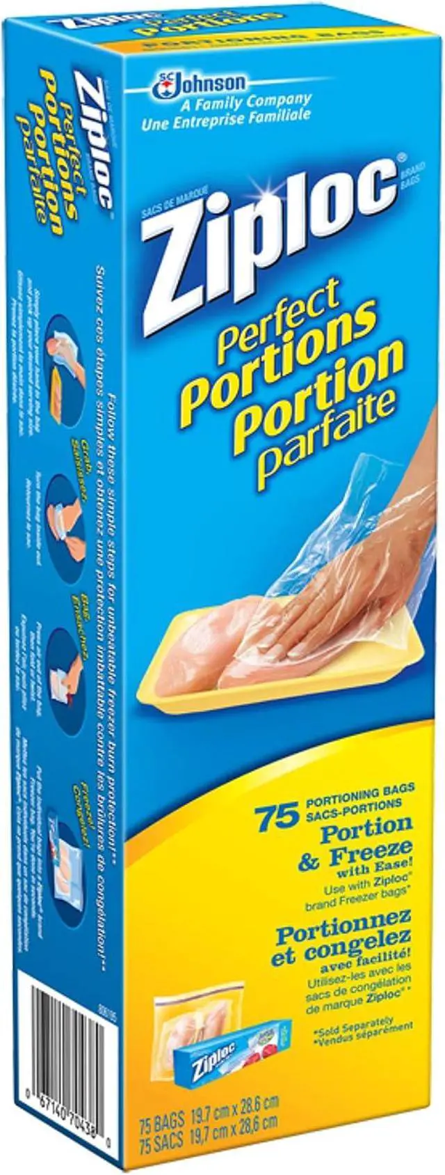 Alt view image 3 of 4 - Ziploc Perfect Portions Freezer Bag, 75 Count