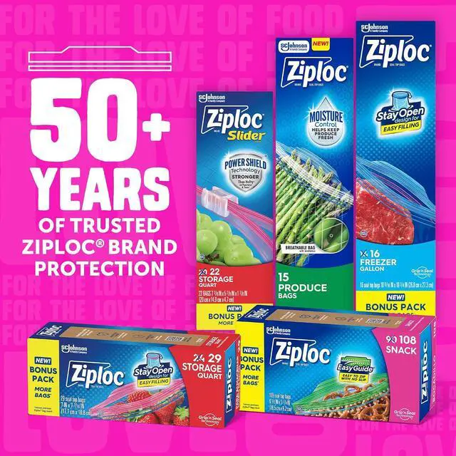Alt view image 7 of 7 - Ziploc Gallon Food Storage Bags, Stand-Up Bottom, Easy to Fill, 22 Count