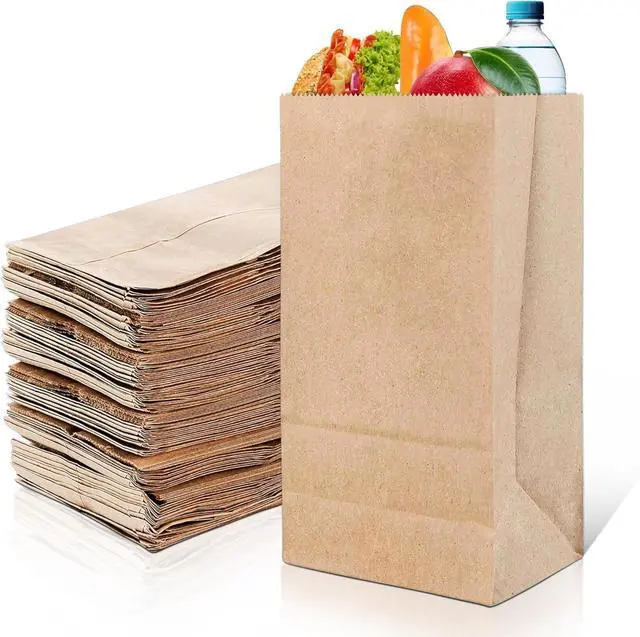 Main image of DecorRack 40 Brown Paper Bags, Large 10.6 x 5 in, Disposable Lunch Bags