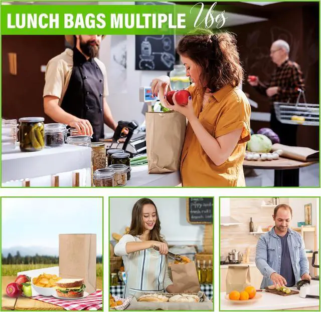Alt view image 6 of 6 - DecorRack 40 Brown Paper Bags, Large 10.6 x 5 in, Disposable Lunch Bags