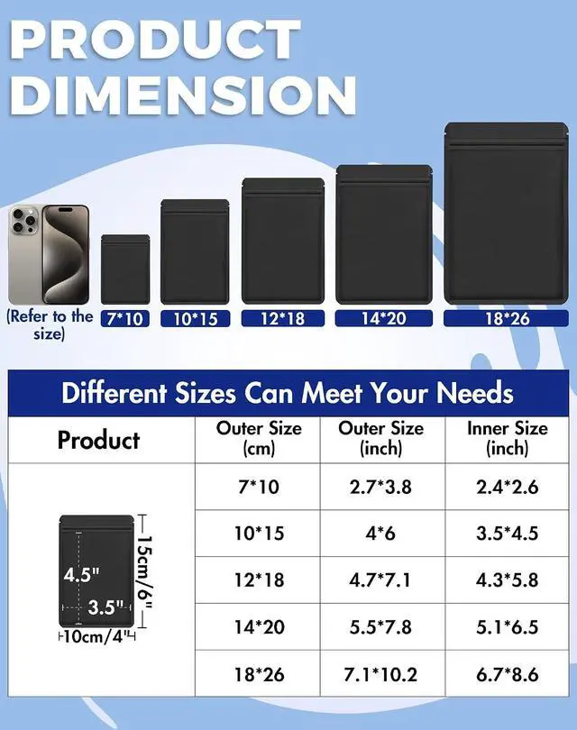 Alt view image 2 of 7 - FireKylin 100 Pcs Resealable Bags for Small Business (Black,4" X 6")