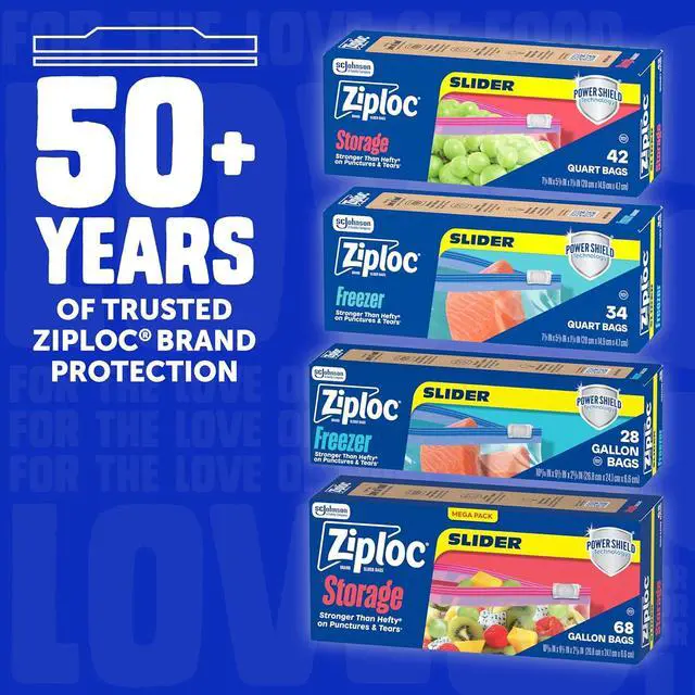 Alt view image 7 of 7 - Ziploc Gallon Freezer Slider Bags, Food Storage, 28 Count
