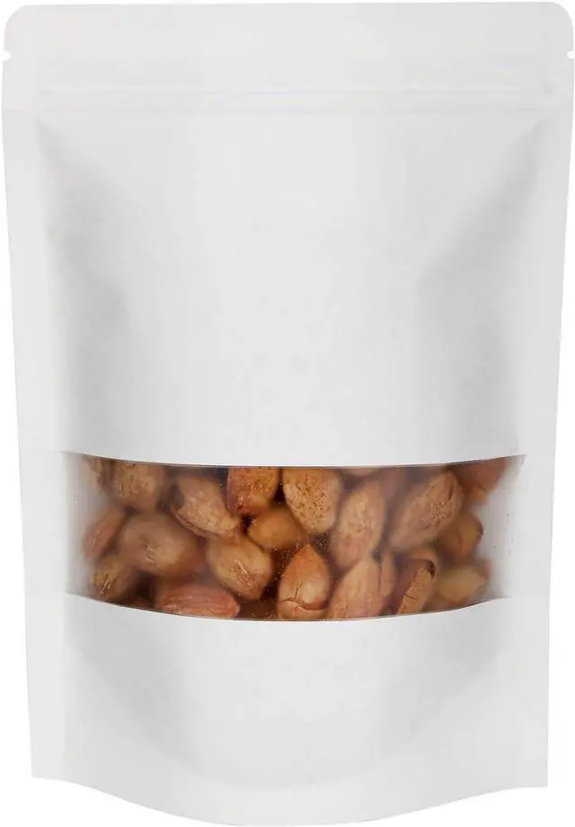 Main image of 50 Pieces White Kraft Resealable Bags for Small Business (4.7 X 7.9 Inches)