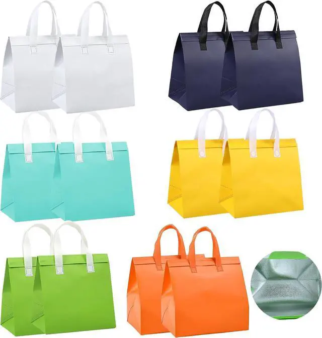 Main image of 12Pcs Insulated Take Away Bags Disposable Cooler Bag Thermal Lunch Grocery Take Out Bags for Coffee Milk Tea Hot Cold Drink Fresh Food Delivery (6 Colors)