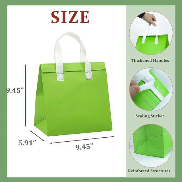 Alt view image 2 of 6 - 12Pcs Insulated Take Away Bags Disposable Cooler Bag Thermal Lunch Grocery Take Out Bags for Coffee Milk Tea Hot Cold Drink Fresh Food Delivery (6 Colors)