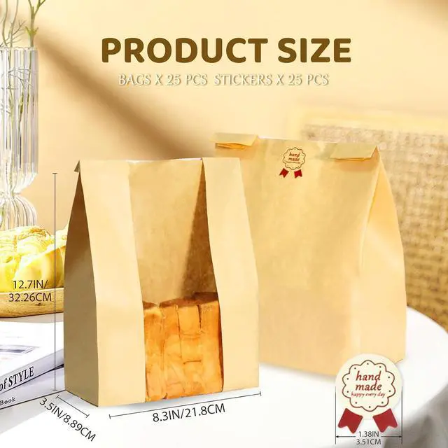 Alt view image 2 of 7 - WIKDAY Bread Bags for Homemade Bread 25PCS Sourdough Bakery Bag with Window