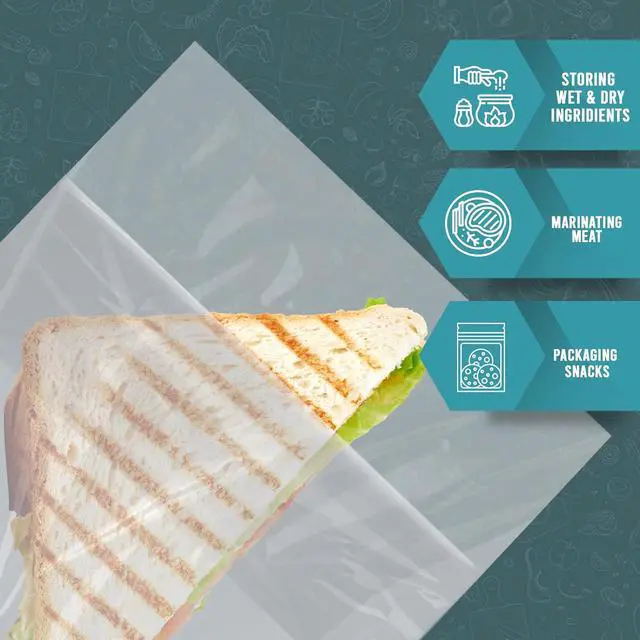 Alt view image 3 of 5 - PAMI Fold Top Sandwich Bags,Disposable,No Zipper,Easy Open,For Lunch,200-Pk