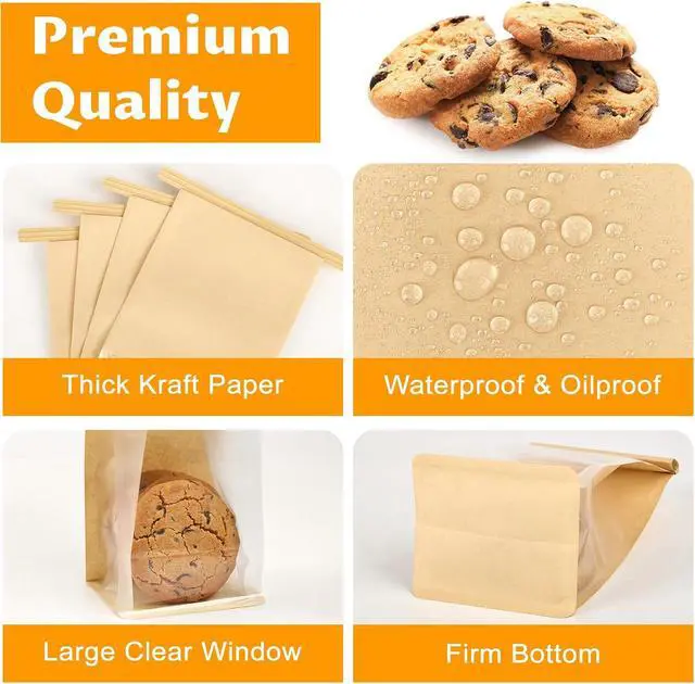 Alt view image 3 of 7 - Ohuimrt Small Bakery Bags with Windows, 50 PCS, 3.9 x 3.5 x 9.5 Inch
